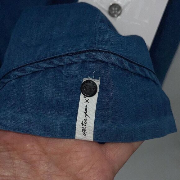 One Teaspoon Womens Button Front Chambray Oversized Bahama Tux Shirt Blue XS NWT - Picture 3 of 8